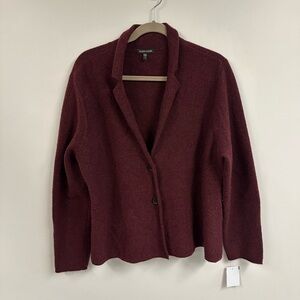 Eileen Fisher Deep Red Wool-Cashmere Sweater XL